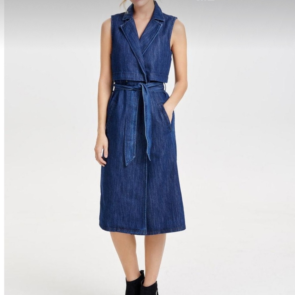 Long Denim  Trench waistcoat